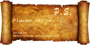 Plander Sára névjegykártya